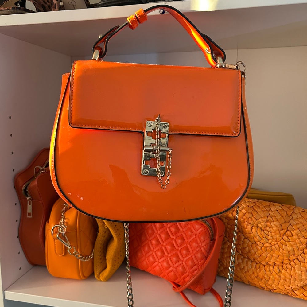 Orange Patent Leather Handbag